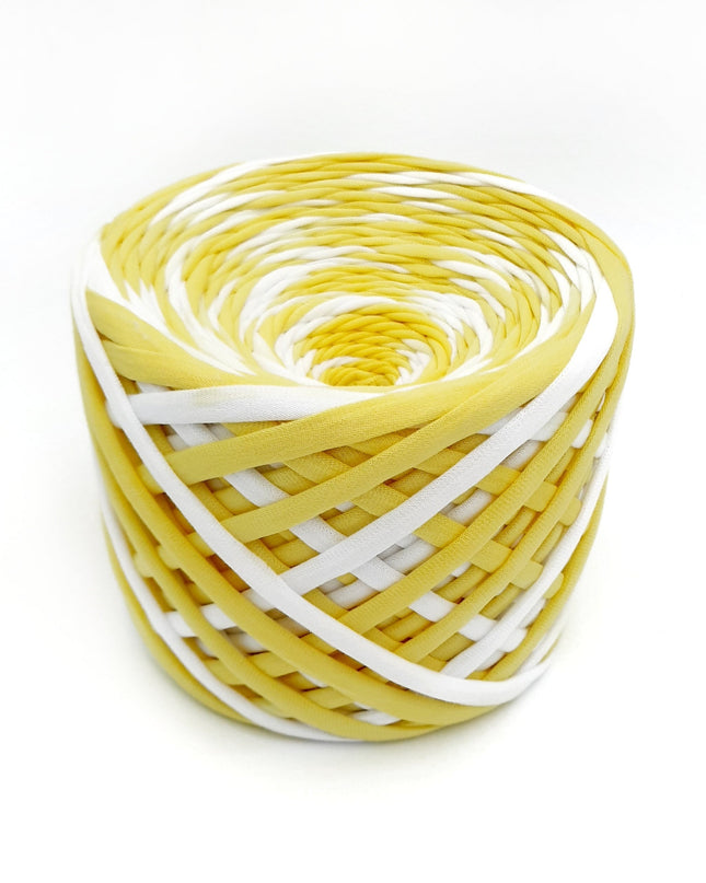 T-shirt yarn yellow colour. Hand dyed yarn for crochet purses