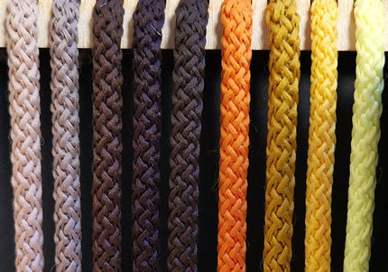 Polyester cord in brown colours. 200 meters each spool. Cord is good for macrame and crochet projects