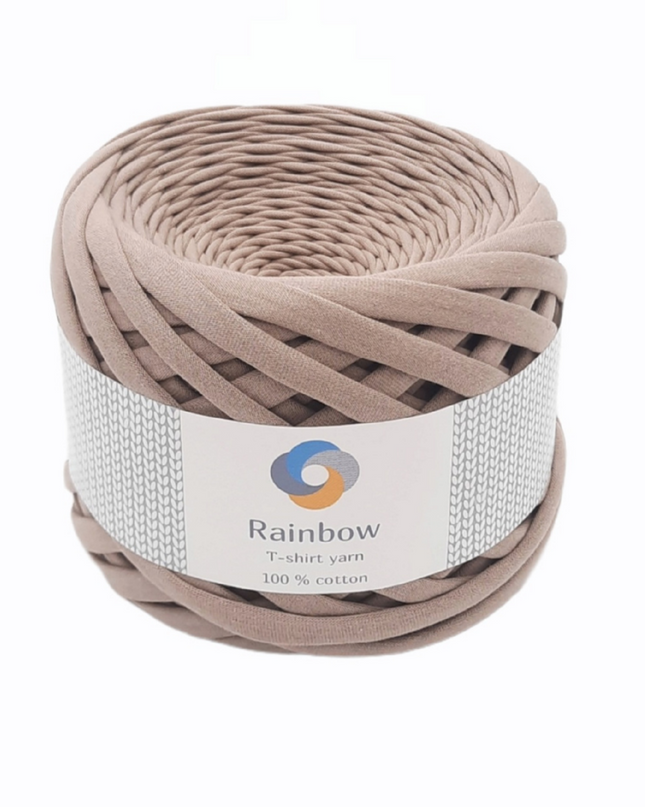 Tshirt yarn cappuccino colour. jersey yarrn for crochet bags. nude colour  yarn