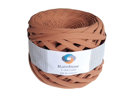 Beig ecolour tshirt yarn. Caramel colour yarn for crochet bags, tote bags, shoulder bags. soft textile yarn