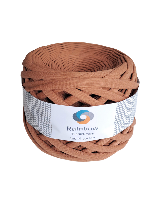 Beig ecolour tshirt yarn. Caramel colour yarn for crochet bags, tote bags, shoulder bags. soft textile yarn