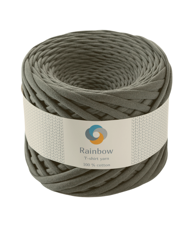 Khaki textile yarn. Tshirt yarn green colour. Crochet bag yarn