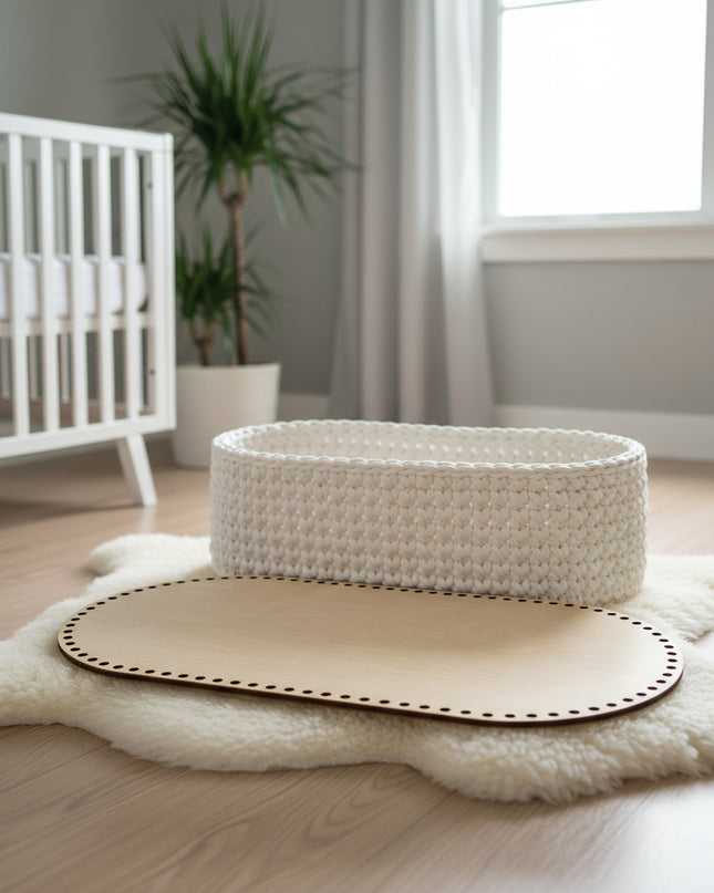 wooden baby mosses bottom for crochet basket