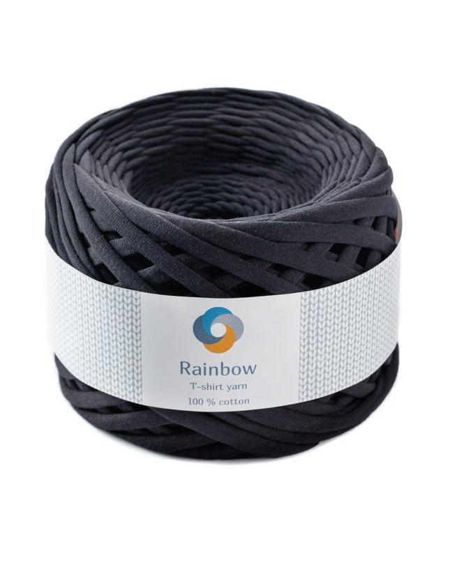 Black tshirt yarn. Crochet yarn black colour. 270-350 grams weight yarn