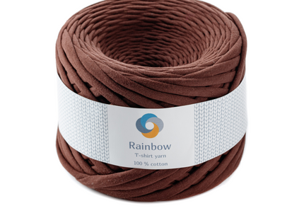 Brown Tshirt yarn. Pemium yarn for crochet cradle baskets, baskets, cusions. Soft textile yarn.