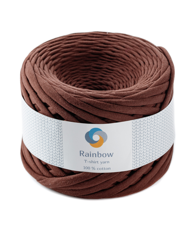 Brown Tshirt yarn. Pemium yarn for crochet cradle baskets, baskets, cusions. Soft textile yarn.