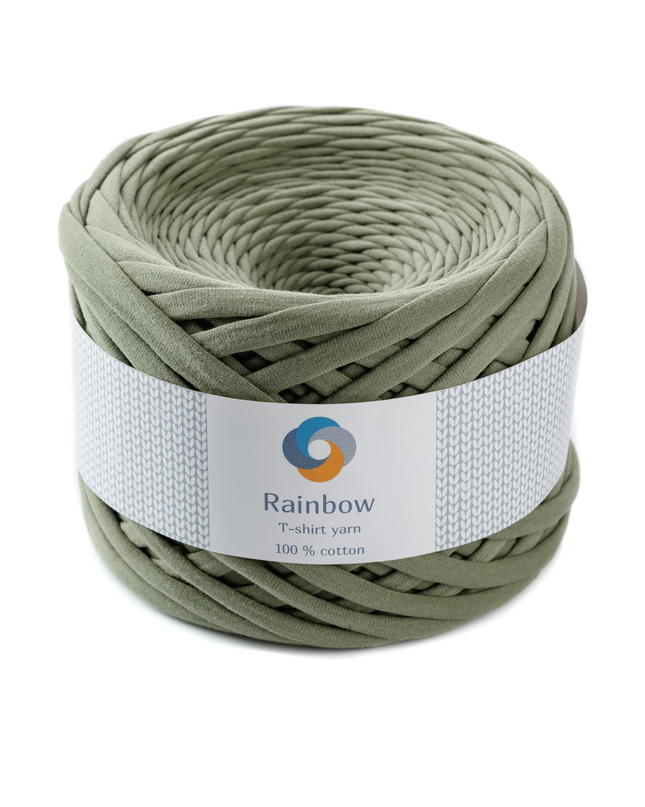 Yarn for crochet bag. Tote bag yarn. Green colour tshirt yarn