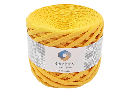 T-shirt crochet yarn for bags, napkins. Yellow colour 100 meters long